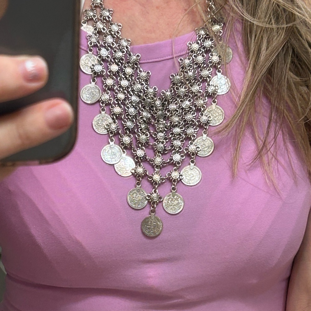 Exotic Silver tone BohoNecklace